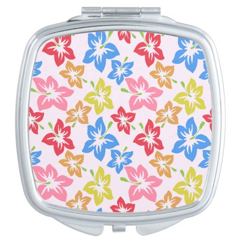 Colorful Hibiscus Pattern Of Flowers Compact Mirror