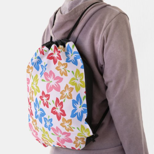 Colorful Hibiscus Pattern Of Flowers Drawstring Bag