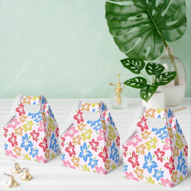 Colorful Hibiscus, Pattern Of Flowers Favor Boxes (Multiple)