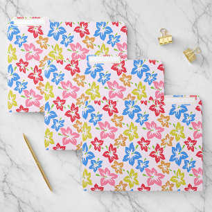 Colorful Hibiscus, Pattern Of Flowers File Folder