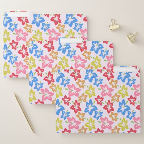 Colorful Hibiscus Pattern Of Flowers File Folder