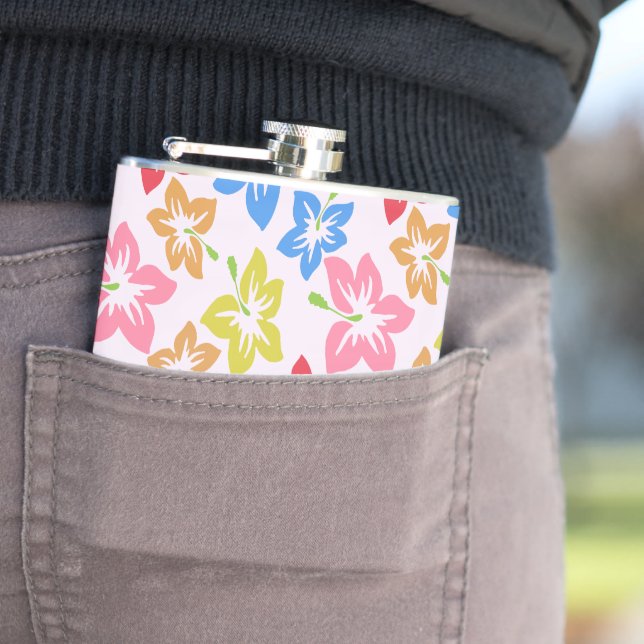 Colorful Hibiscus, Pattern Of Flowers Flask (In Situ)