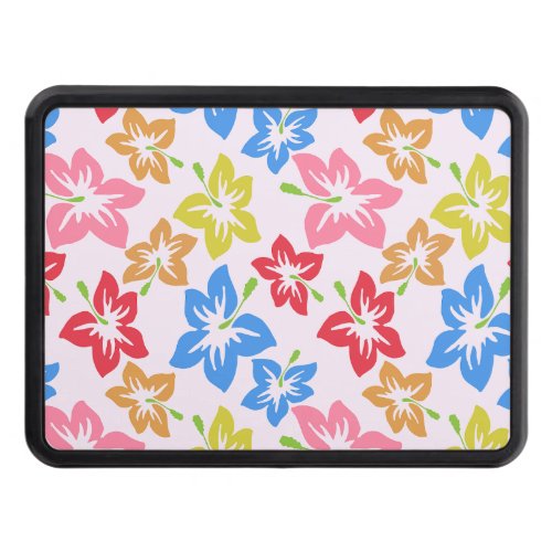 Colorful Hibiscus Pattern Of Flowers Hitch Cover