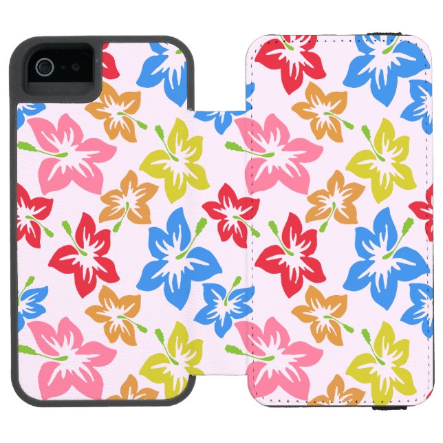 Colorful Hibiscus, Pattern Of Flowers Incipio iPhone Wallet Case (Folio Open)