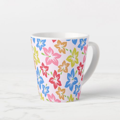 Colorful Hibiscus Pattern Of Flowers Latte Mug