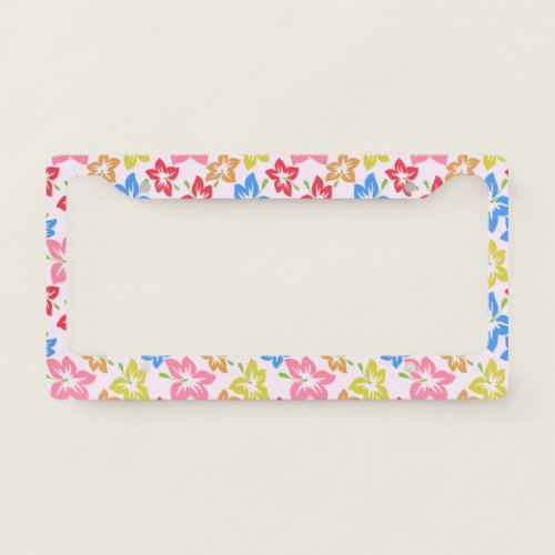 Colorful Hibiscus Pattern Of Flowers License Plate Frame
