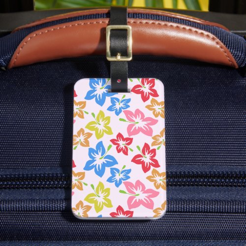Colorful Hibiscus Pattern Of Flowers Luggage Tag