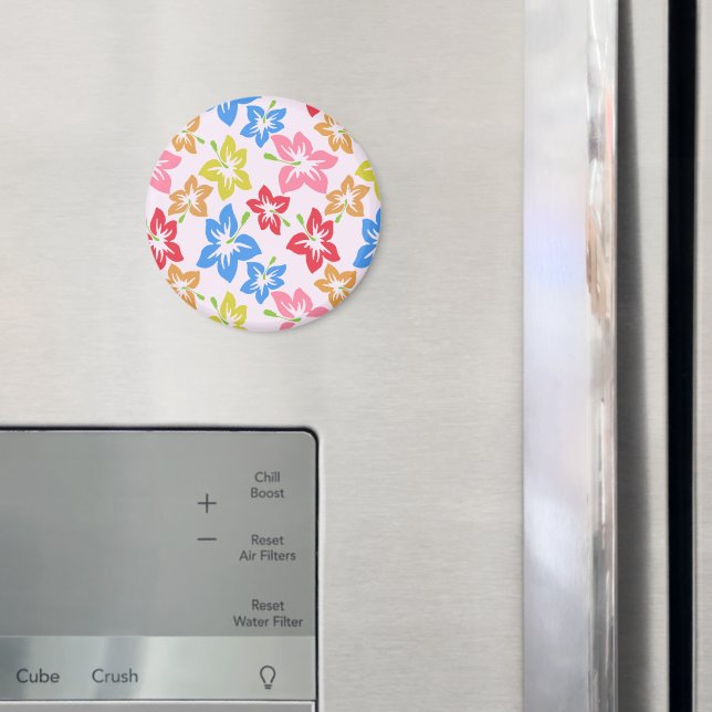 Colorful Hibiscus, Pattern Of Flowers Magnet (In Situ (Fridge))