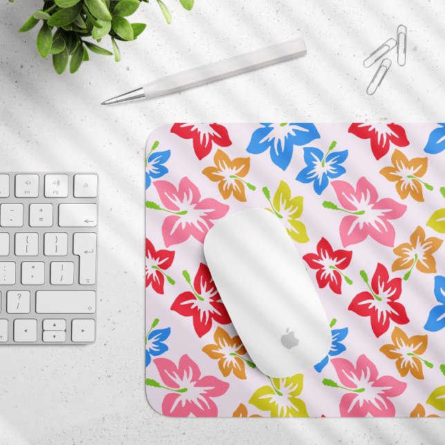 Colorful Hibiscus, Pattern Of Flowers Mouse Pad (Creator Uploaded)