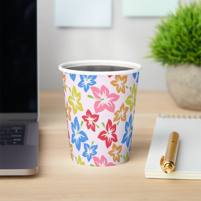 Colorful Hibiscus, Pattern Of Flowers Paper Cups (Insitu)