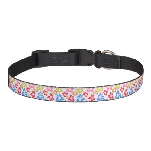 Colorful Hibiscus Pattern Of Flowers Pet Collar