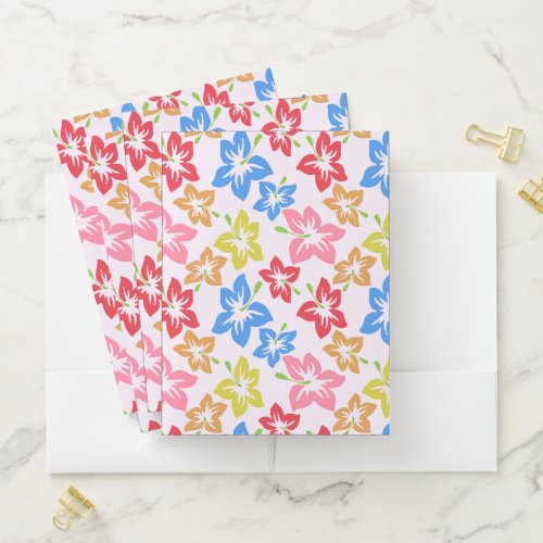 Colorful Hibiscus Pattern Of Flowers Pocket Folder