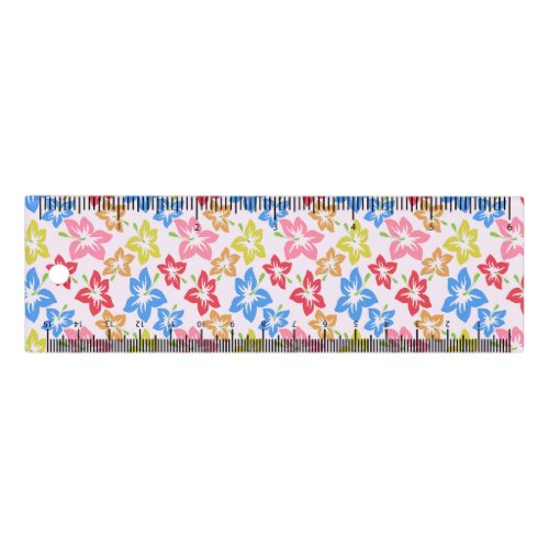 Colorful Hibiscus Pattern Of Flowers Ruler