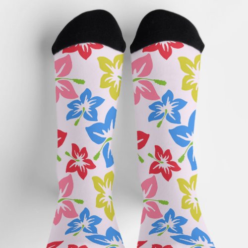 Colorful Hibiscus Pattern Of Flowers Socks