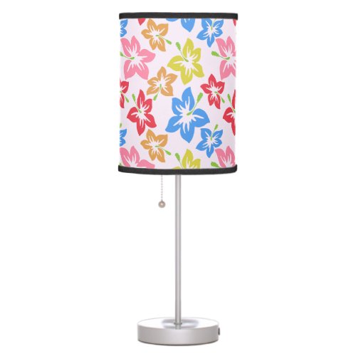 Colorful Hibiscus Pattern Of Flowers Table Lamp