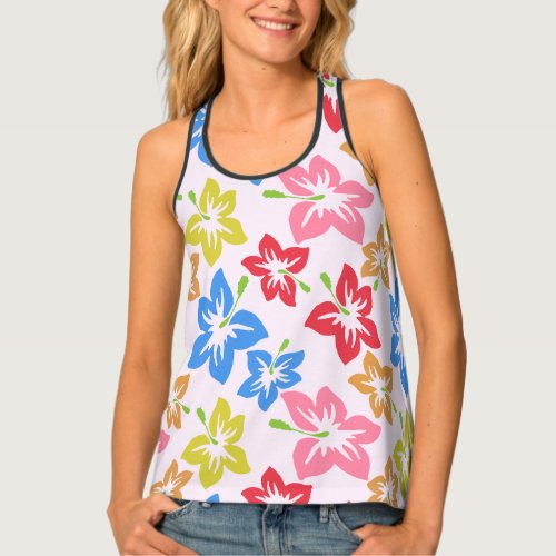 Colorful Hibiscus Pattern Of Flowers Tank Top