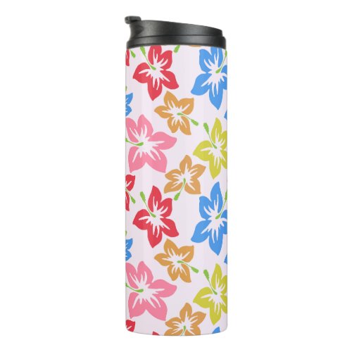Colorful Hibiscus Pattern Of Flowers Thermal Tumbler