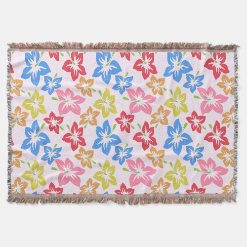 Colorful Hibiscus Pattern Of Flowers Throw Blanket