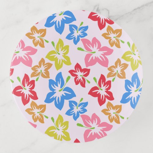 Colorful Hibiscus Pattern Of Flowers Trinket Tray