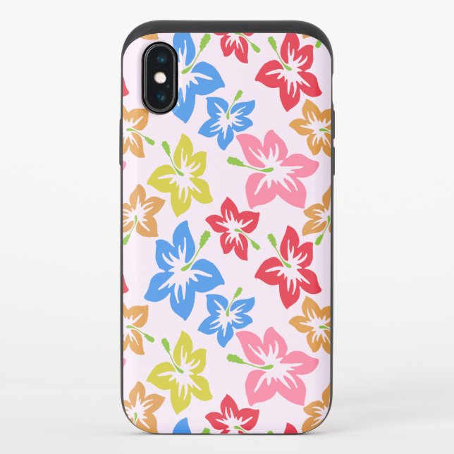 Colorful Hibiscus, Pattern Of Flowers Uncommon iPhone Case (Back)