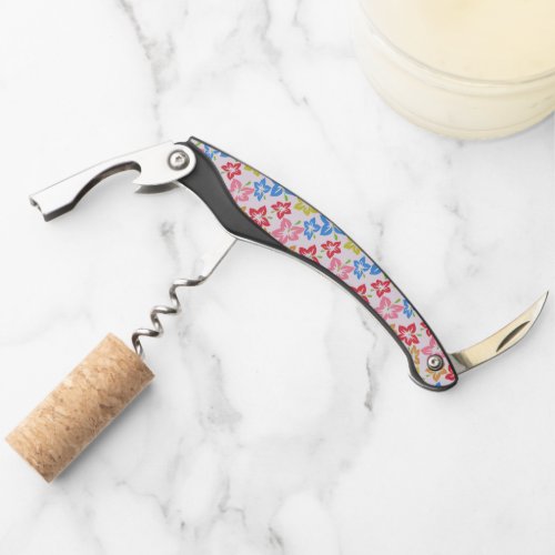 Colorful Hibiscus Pattern Of Flowers Waiters Corkscrew