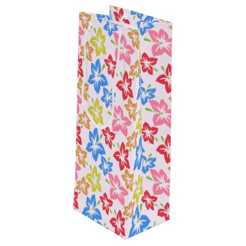 Colorful Hibiscus Pattern Of Flowers Wine Gift Bag
