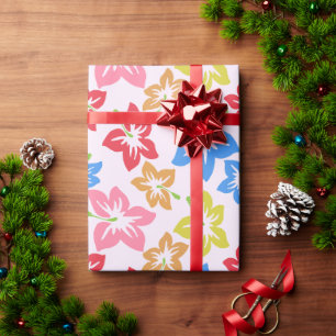 Colorful Hibiscus, Pattern Of Flowers Wrapping Paper