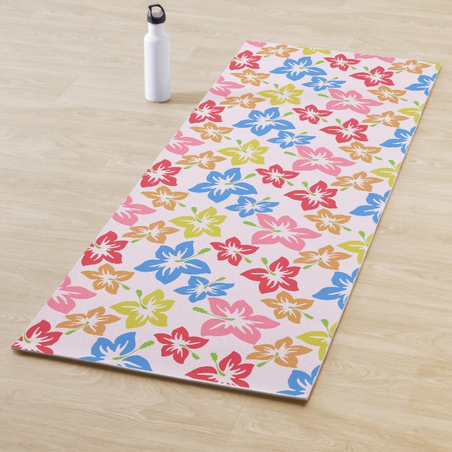Colorful Hibiscus, Pattern Of Flowers Yoga Mat (In Situ)
