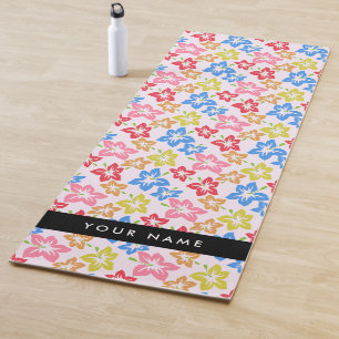 Colorful Hibiscus, Pattern Of Flowers, Your Name Yoga Mat