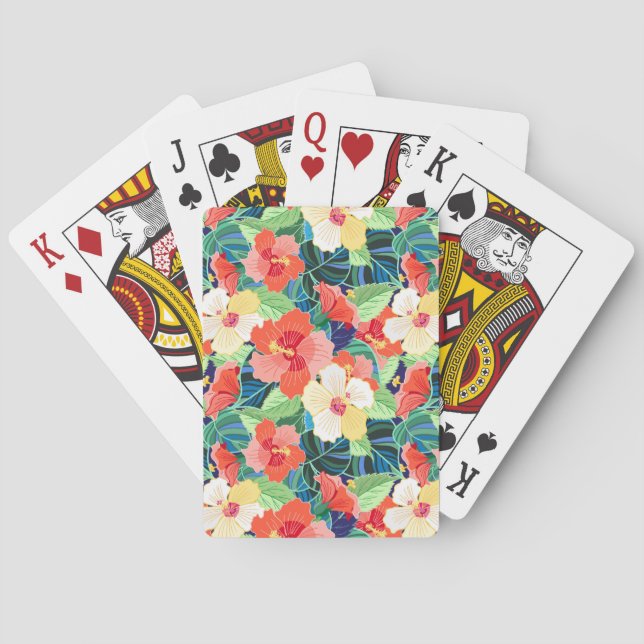Colorful Hibiscus Pattern Poker Cards (Back)