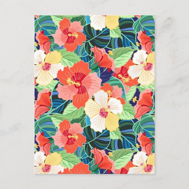 Colorful Hibiscus Pattern Postcard (Front)