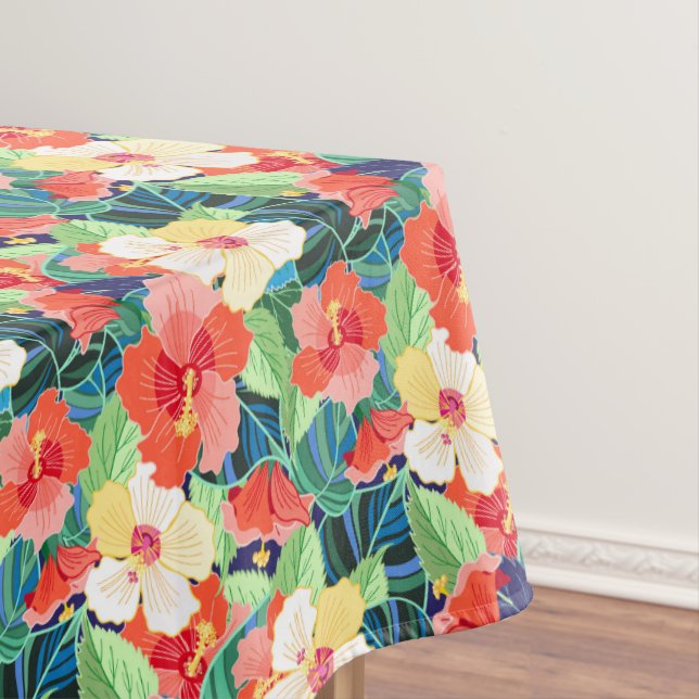 Colorful Hibiscus Pattern Tablecloth (In Situ)