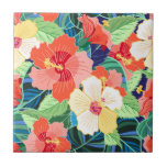 Colorful Hibiscus Pattern Tile