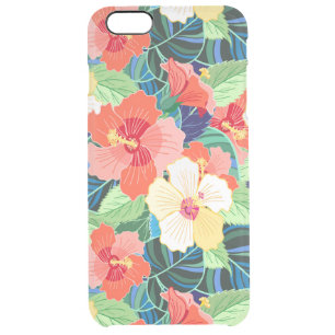 Colorful Hibiscus Pattern Clear iPhone 6 Plus Case