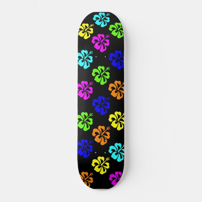 Colorful Hibiscus Skateboard Deck (Front)