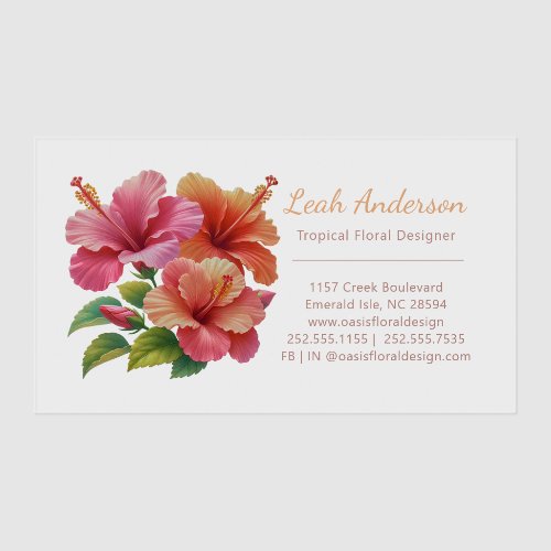 Colorful Hibiscus Trio Clear Business Cards