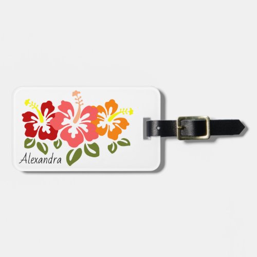 Colorful Hibiscus Trio Personalized Luggage Tag