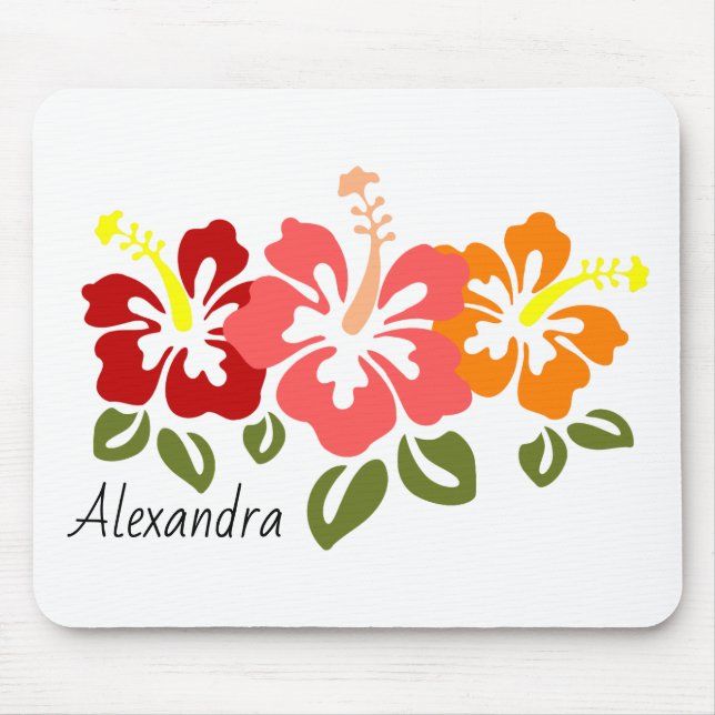 Colorful Hibiscus Trio Personalized Mouse Pad (Front)