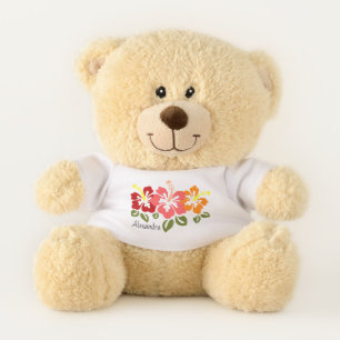 Colorful Hibiscus Trio Personalized Teddy Bear