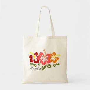 Colorful Hibiscus Trio Personalized Tote Bag