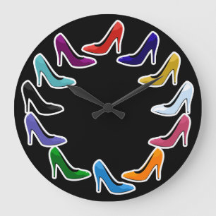 Colorful High Heel Shoes Large Clock