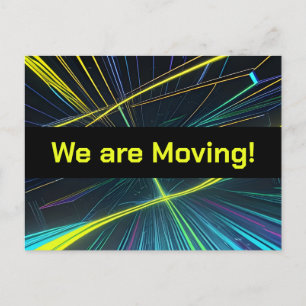 Colorful High Tech Lights Change of Address Postcard
