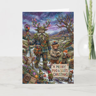 Colorful Highland Christmas Celebration Card
