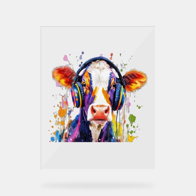 Colorful Highland Cow Acrylic Sign (Front)