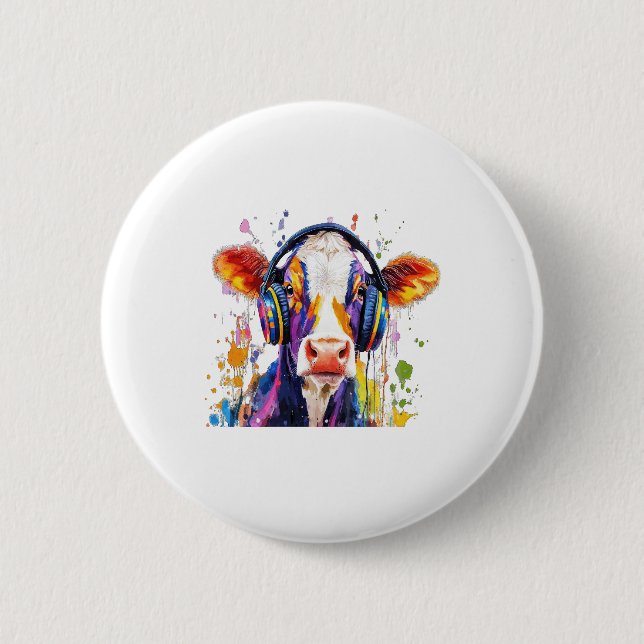 Colorful Highland Cow Button (Front)