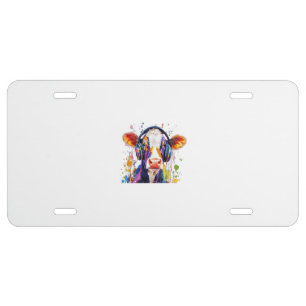 Colorful Highland Cow License Plate