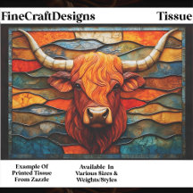 Colorful Highland Cow, Stained Glass EH4 Decoupage