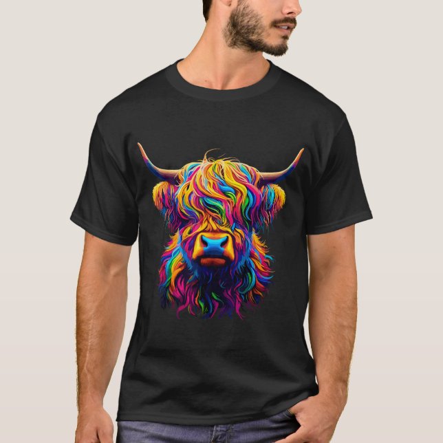 Colorful Highland Cow T-Shirt (Front)