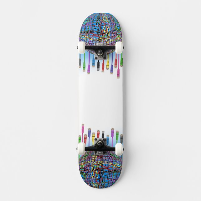 Colorful Highspeed Networking Cables Skateboard Deck (Front)