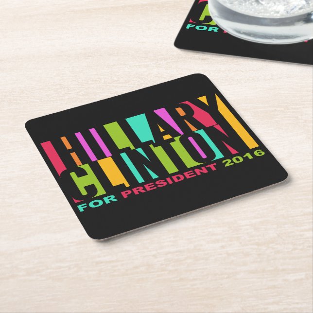 Colorful Hillary Clinton 2016 coasters (Angled)